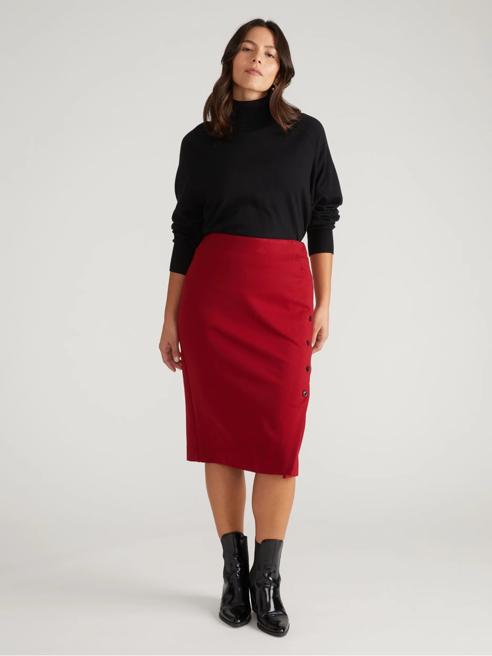 Universal Standard Anya Ponte Skirt in Garnet